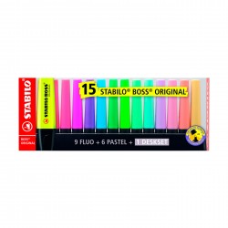 Resaltador Boss Stabilo 9 fluo + 6 pastel