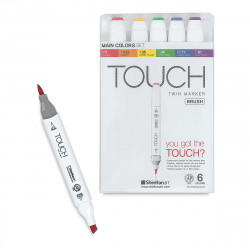 Marcadores Touch Twin Brush colores Básicos x 6