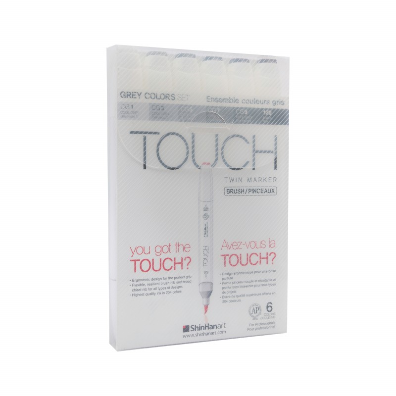 Marcadores Touch Twin Brush colores Grises x 6